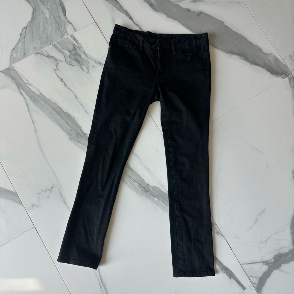 Tory Burch Super Skinny Black Denim Jeans Back Pocket Logo Size 28